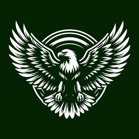 Eagle head logo design vector template on a dark green background.のイラスト素材