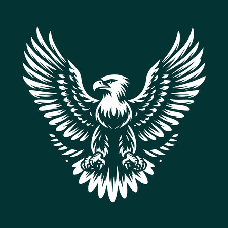 Eagle logo. Eagle vector emblem isolated on dark green background.のイラスト素材