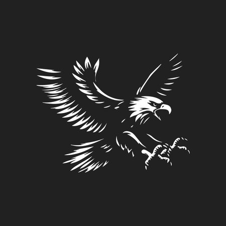 Eagle head logo template vector icon illustration design isolated on black backgroundのイラスト素材