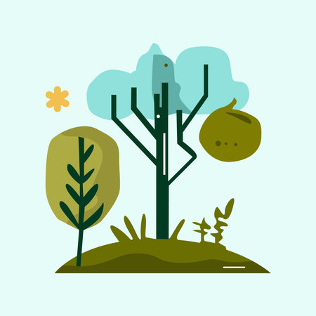 Trees and plants in flat style. Vector illustration of a tree.のイラスト素材