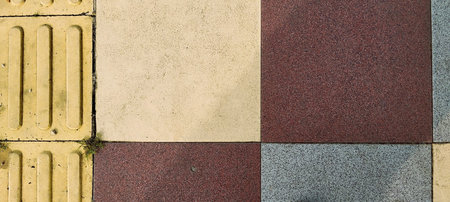 Abstract background of multicolored paving slabs. Top view.の写真素材