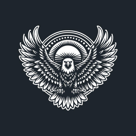 Bald eagle logo design vector template. Emblem, label, badge, element for tattoo or t-shirt.のイラスト素材
