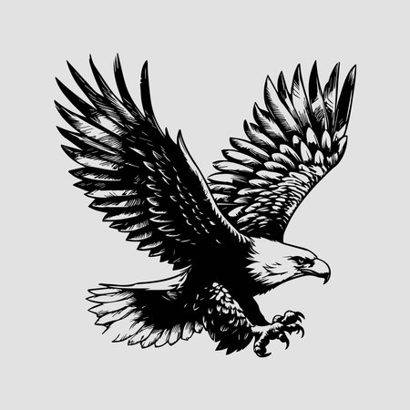 Eagle flying in the sky. Monochrome vector illustration.のイラスト素材
