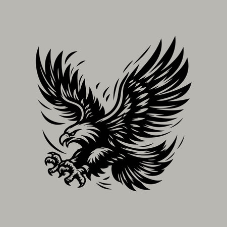 Eagle head with claws on a gray background. Vector illustration.のイラスト素材