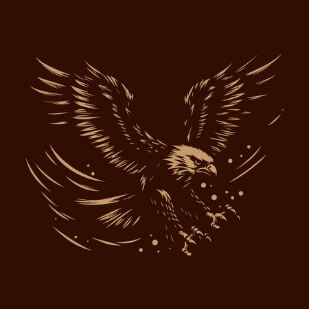 Eagle flying with a prey in its beak. Vector illustration.のイラスト素材