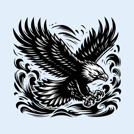 Eagle with a ball in its beak. Vector illustration.のイラスト素材