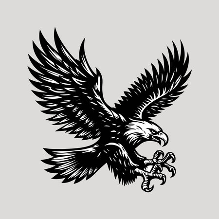 Eagle with a cross on a gray background. Vector illustration.のイラスト素材