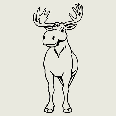 Moose. Vector illustration. Isolated on a white background.のイラスト素材