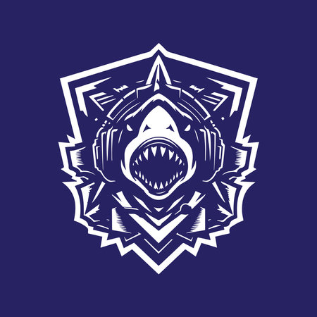 Grim reaper head with sharp teeth. Vector illustration on blue background.のイラスト素材