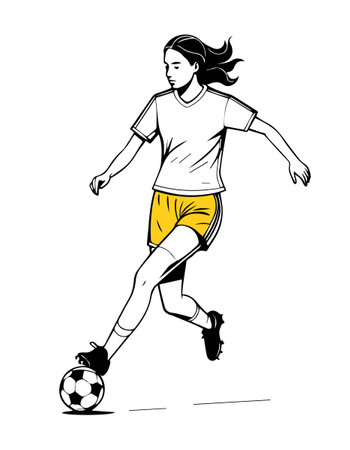 woman playing soccer, isolated on a white background, vector illustration.のイラスト素材