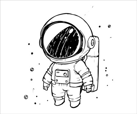 Astronaut in space. Hand drawn vector illustration for your designのイラスト素材