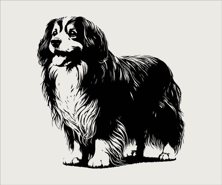 Vector image of a dog breed Cavalier King Charles Spaniel.