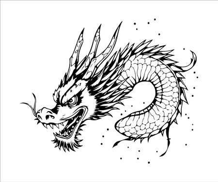 Dragon head isolated on a white background. Vector illustration for your designのイラスト素材