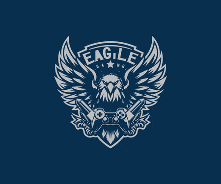 eagle logo template vector icon illustration design isolated on dark blue backgroundのイラスト素材