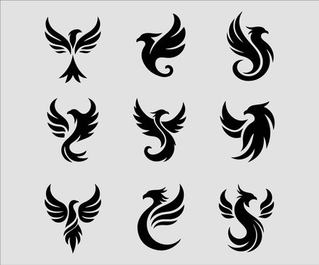 set of eagle design elements on gray background. vector illustrationのイラスト素材