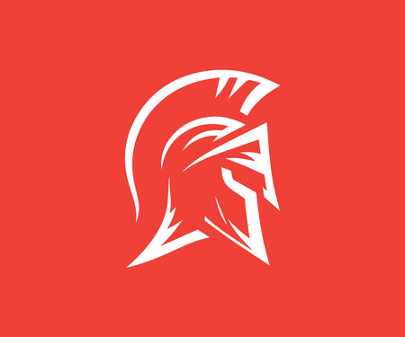 Spartan helmet logo design vector template. Helmet head logo concept.のイラスト素材