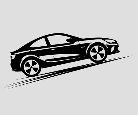 Sport car silhouette on gray background. Vector illustration.のイラスト素材