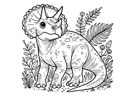 Dinosaur coloring page for kids. Vector illustration of a dinosaur.のイラスト素材