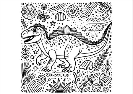 Dinosaur coloring book for adults. Vector illustration. Black and white.のイラスト素材