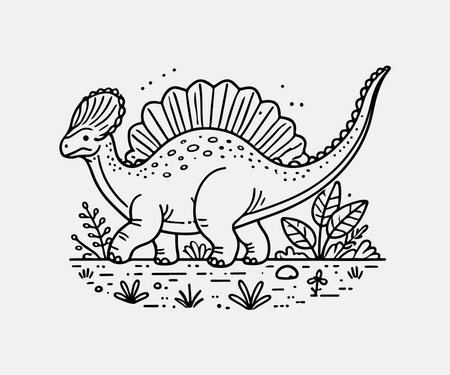 Dinosaur coloring page for children and adults. Vector outline illustration.のイラスト素材