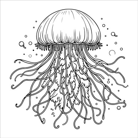 Jellyfish. Coloring book for adults. Vector illustration.のイラスト素材
