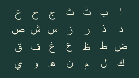 Arabic calligraphy font. Set of arabic letters.のイラスト素材