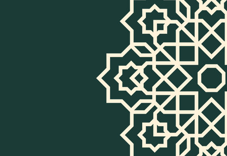 Arabic islamic pattern in green color. Vector illustration.のイラスト素材