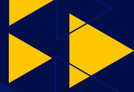 Geometric seamless pattern with triangles in blue and yellow colors. Vector illustration