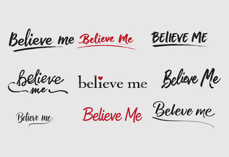 believe me lettering text set vector illustrationのイラスト素材