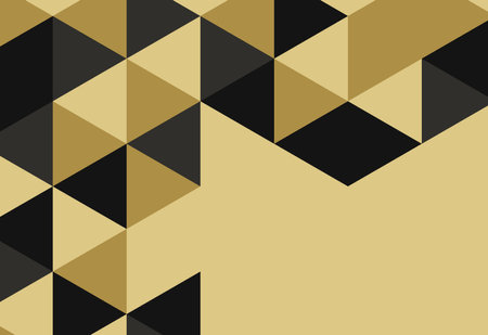 Abstract geometric background with triangles. Vector illustration. Black and gold colors.