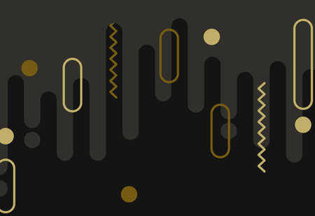 Abstract background with gold and black geometric elements. Vector Illustration.のイラスト素材