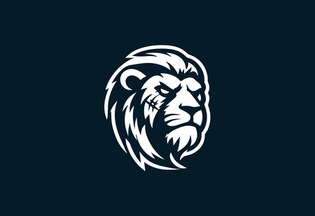 Lion head logo template vector icon illustration design isolated on dark backgroundのイラスト素材