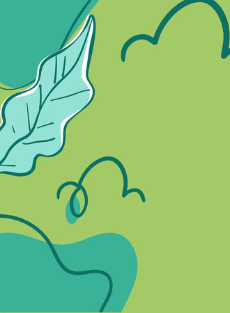 green background with leafs and waves, vector illustration eps10のイラスト素材