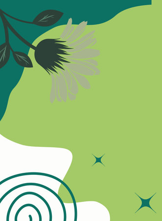 abstract floral background with flowers and leaves in green and white colorsのイラスト素材