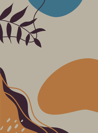 Abstract background with hand drawn leaves. Vector illustration for your design.のイラスト素材