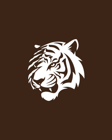 tiger head vector icon illustration design template isolated on dark brown backgroundのイラスト素材