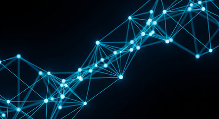 Abstract network connection structure on dark background. 3D rendering toned image
