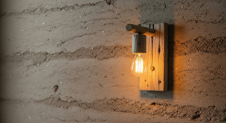 Vintage light bulb hanging on the wall. Lighting decorate the house.