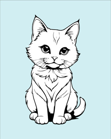 Cute cat vector illustration. Hand drawn kitten in cartoon style.のイラスト素材