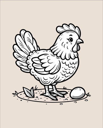 Chicken and egg. Hand-drawn vector illustration in doodle style.のイラスト素材