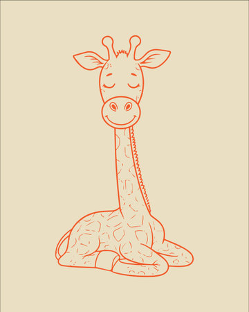 Giraffe vector illustration. Cute cartoon animal. Hand drawn giraffe.のイラスト素材