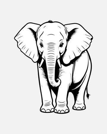 Elephant isolated on white background. Vector illustration for your design.のイラスト素材