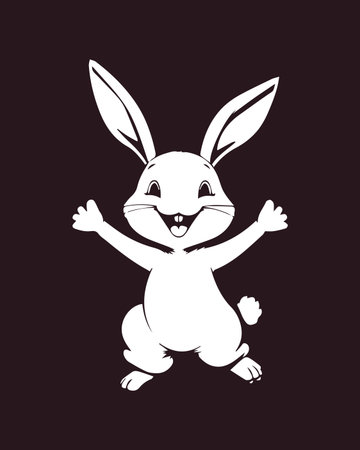 Easter bunny with rabbit ears on a black background. Vector illustration.のイラスト素材