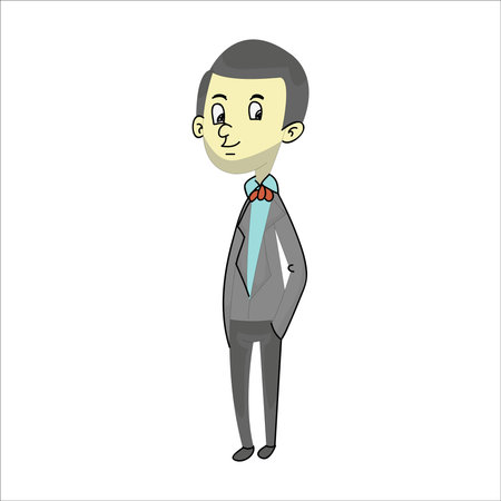 Cartoon man in a business suit. Vector illustration isolated on white background.のイラスト素材