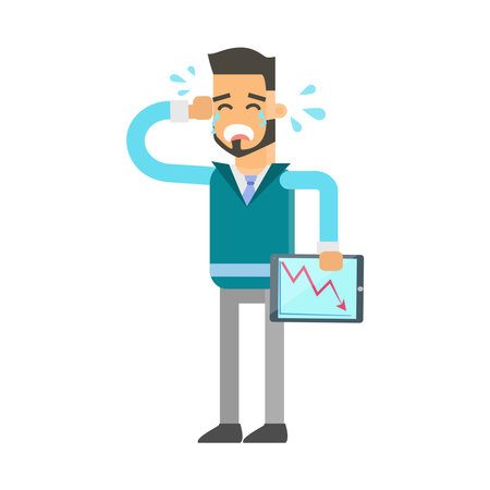 Stressed Businessman Suffering From Strong Headache Vector Illustrationのイラスト素材