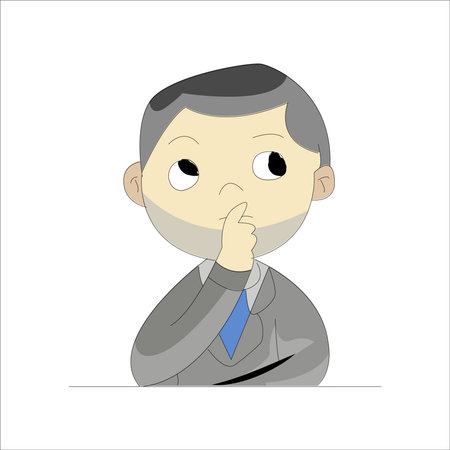 Businessman with a finger on his lips. Vector illustration on white background.のイラスト素材