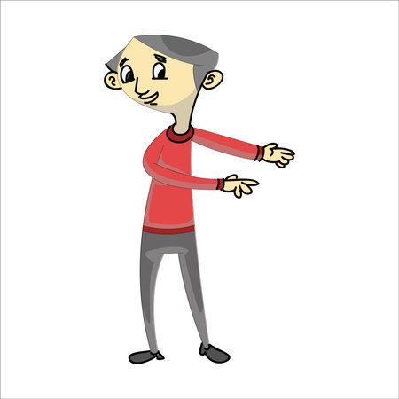 Vector illustration of a man in a red t-shirt and trousersのイラスト素材