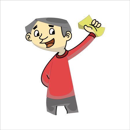 Illustration of an old man holding a piece of paper in his handのイラスト素材