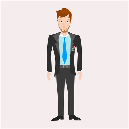 Businessman in suit and tie. Vector illustration in flat style.のイラスト素材
