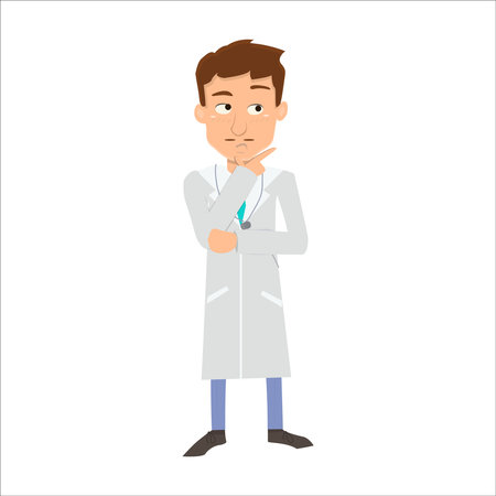Male doctor in a white coat. Vector illustration in a flat styleのイラスト素材